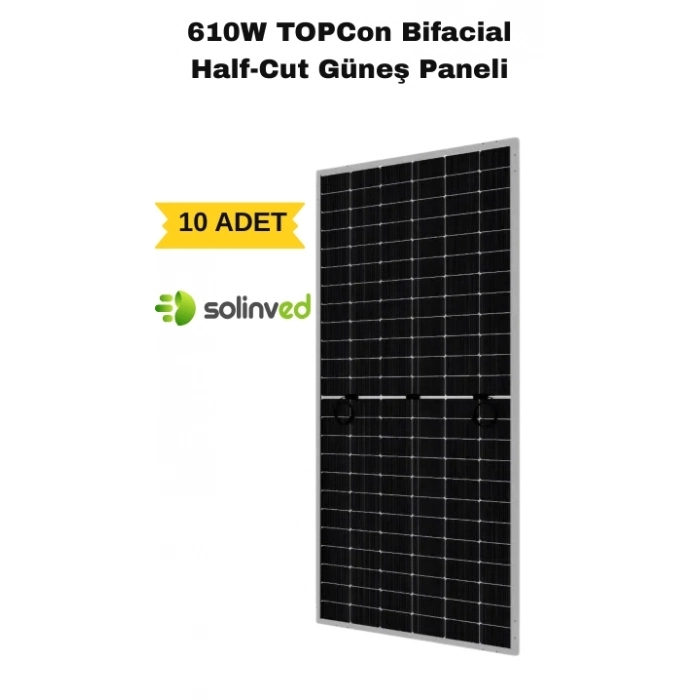 610W TOPCon Bifacial Half-Cut Güneş Paneli | Yüksek Ver